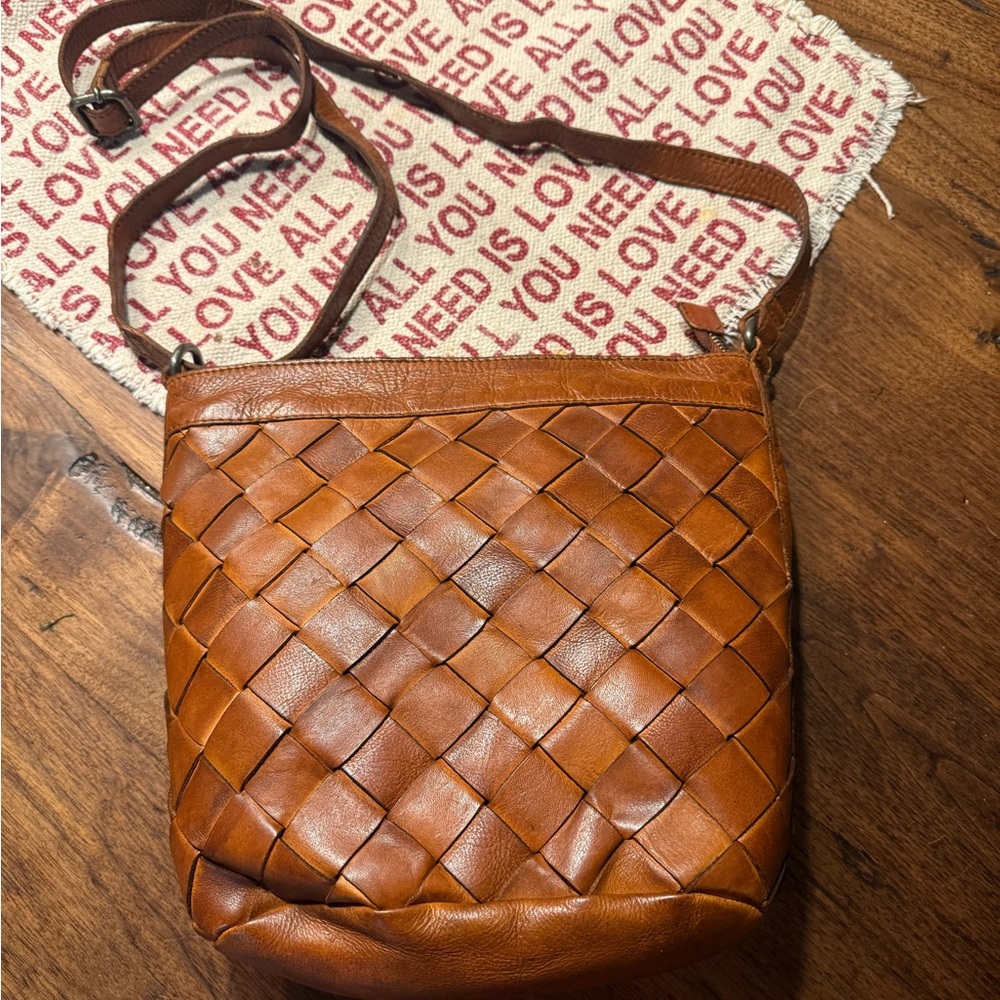 Woven Leather Crossbody Bag